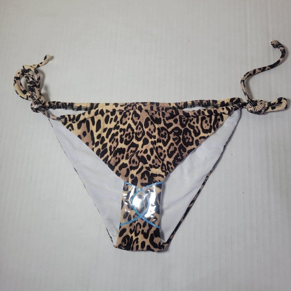 ASOS Design Leopard Print Bikini Bottoms With Adjustable Side Ties Size US 4